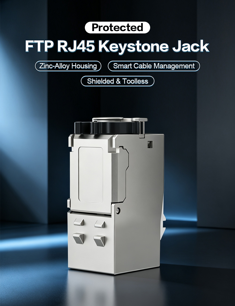Protected Shielded Toolless RJ45 Keystone Jack