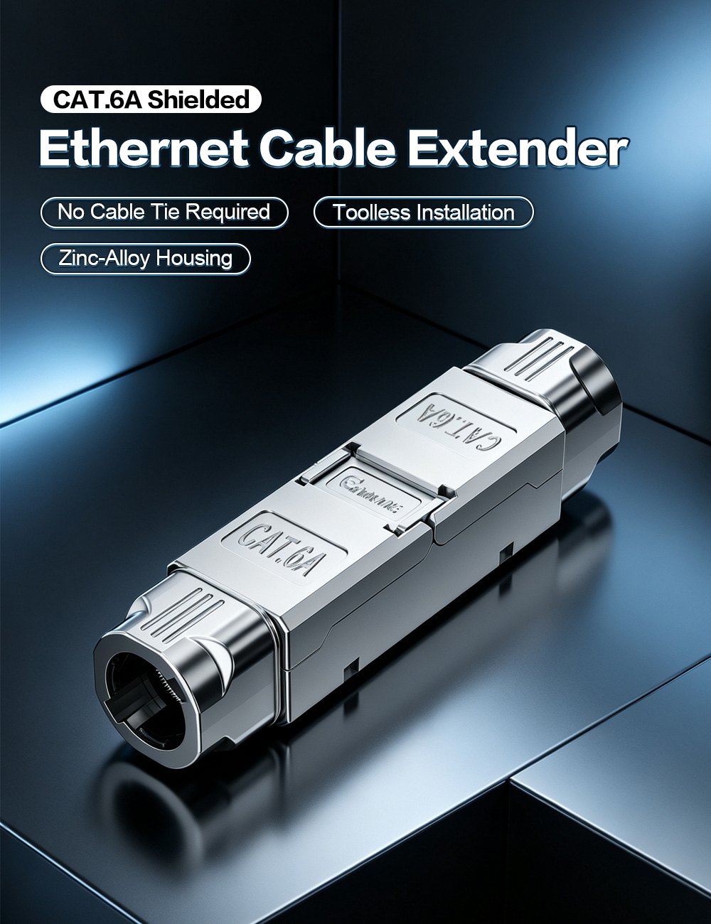 Toolless Shielded Cat.6A Ethernet Cable Extender