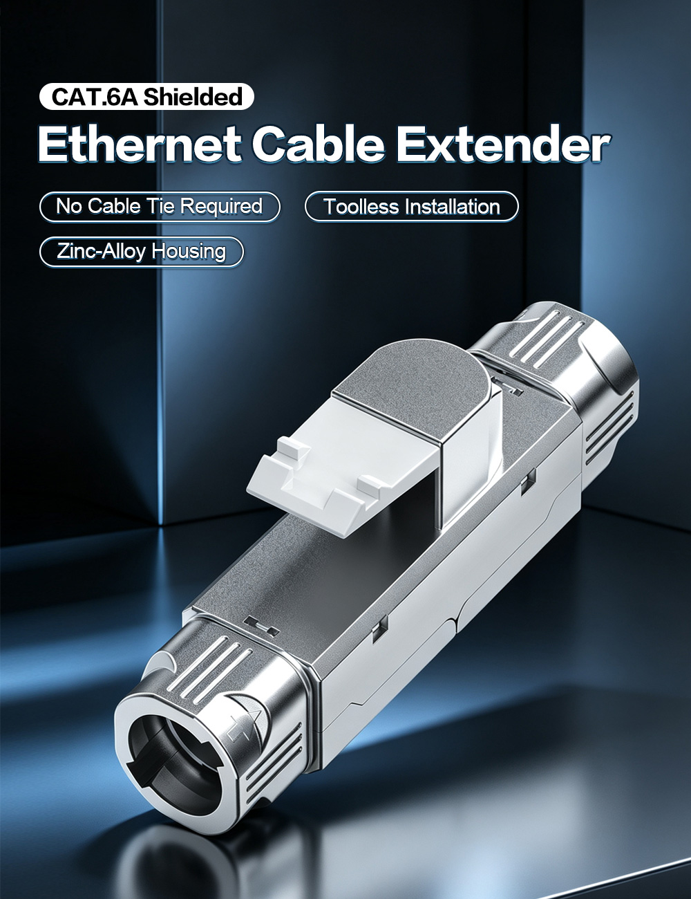 Hinged-Cover Toolless Ethernet Cable Extender