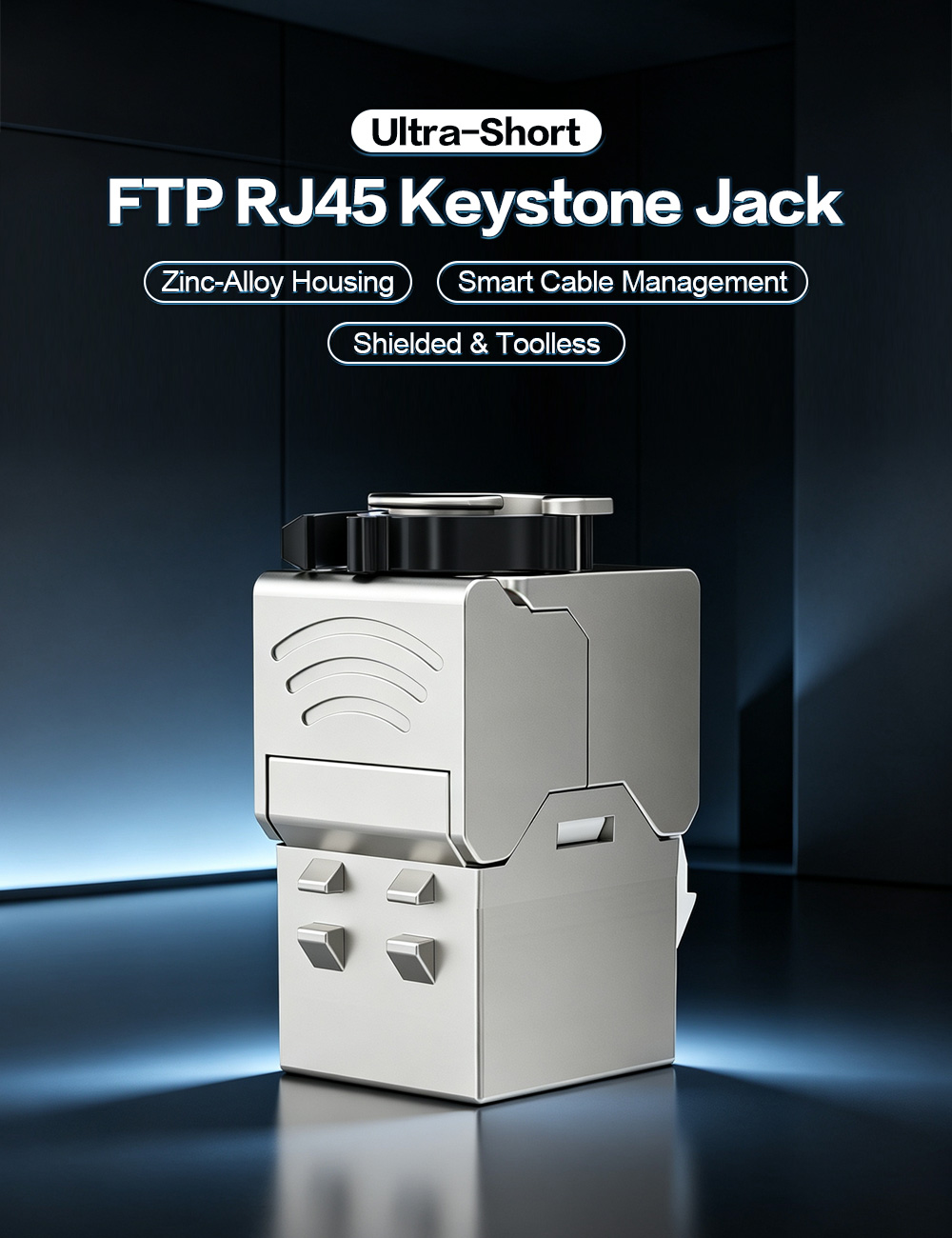 Compact Shielded Toolless RJ45 Keystone Jack