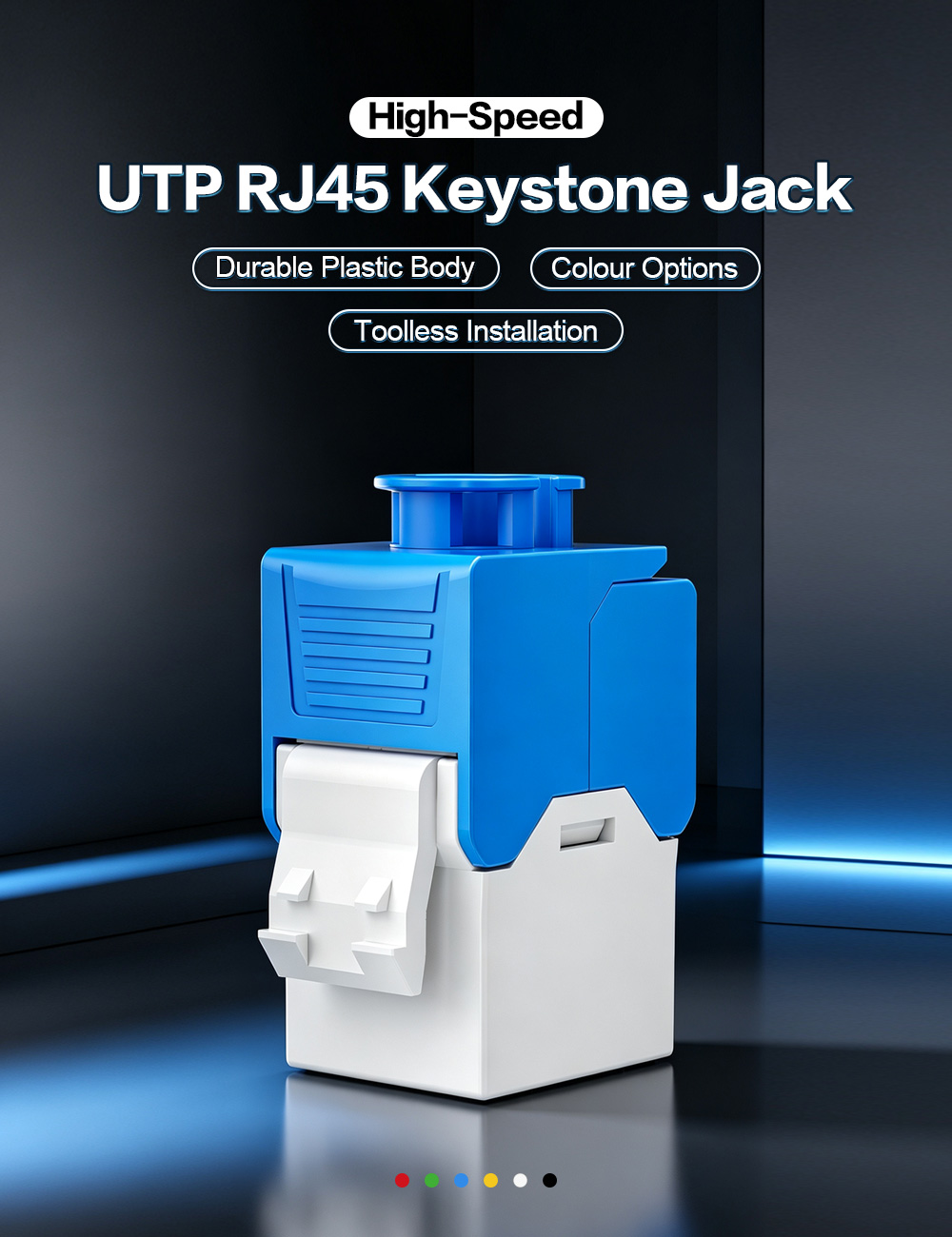 Two-Tone Wear-Resistant Toolless UTP RJ45 Keystone Jack