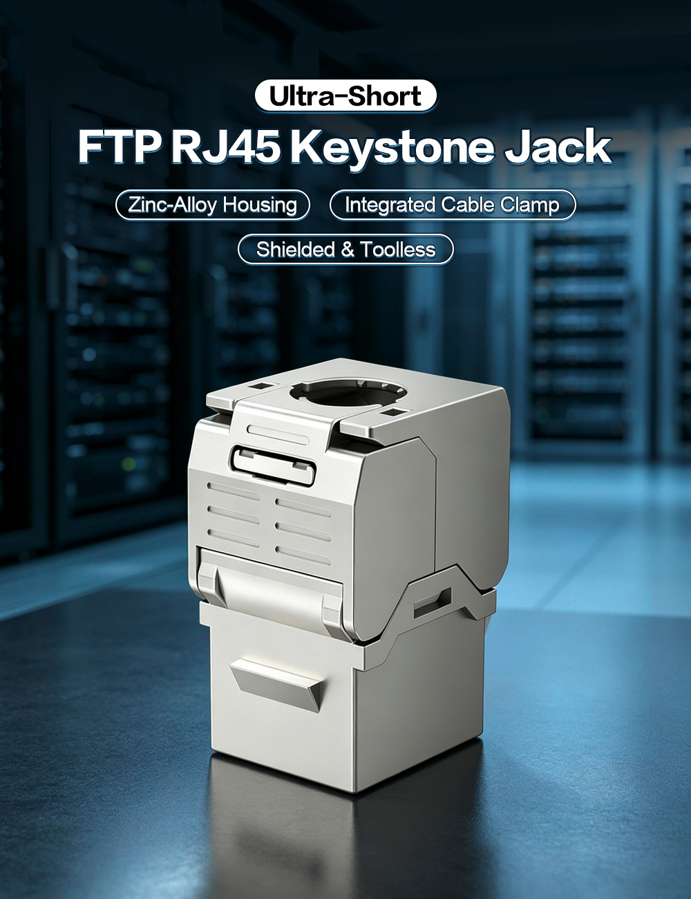 Ultra-Short Shielded RJ45 Keystone Jack