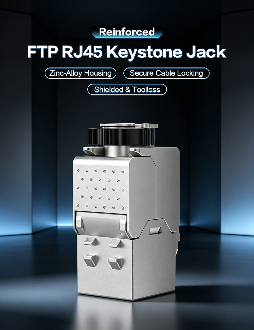 Reinforced Shielded Toolless RJ45 Keystone Jack