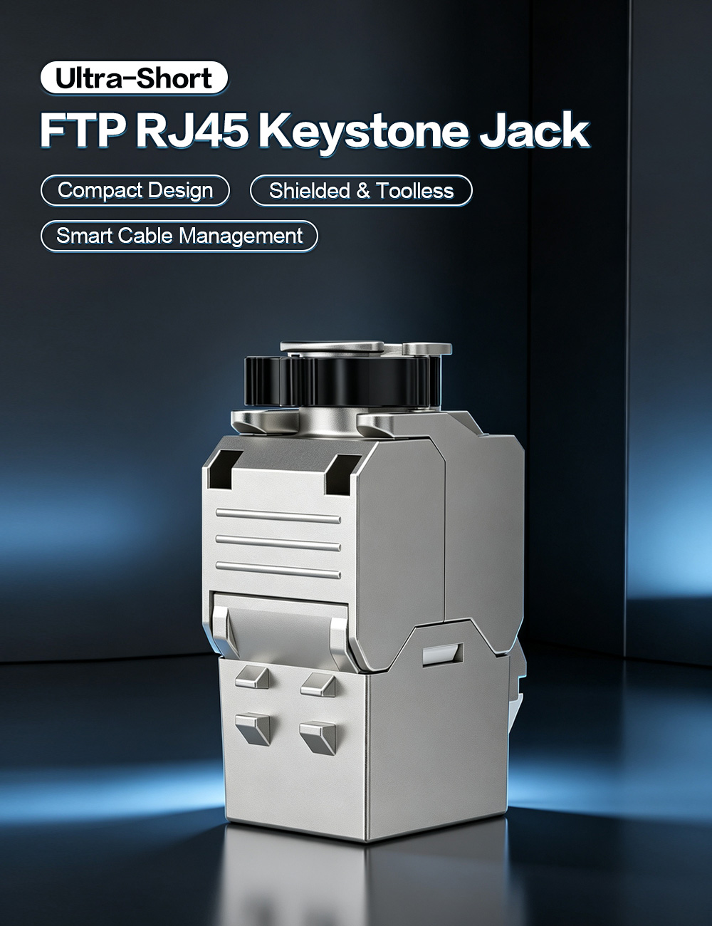Space-Saving Shielded Toolless RJ45 Keystone Jack