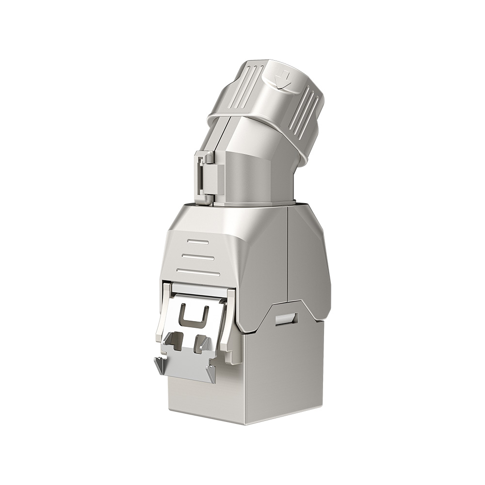 45° Angled Shielded Toolless RJ45 Keystone Jack