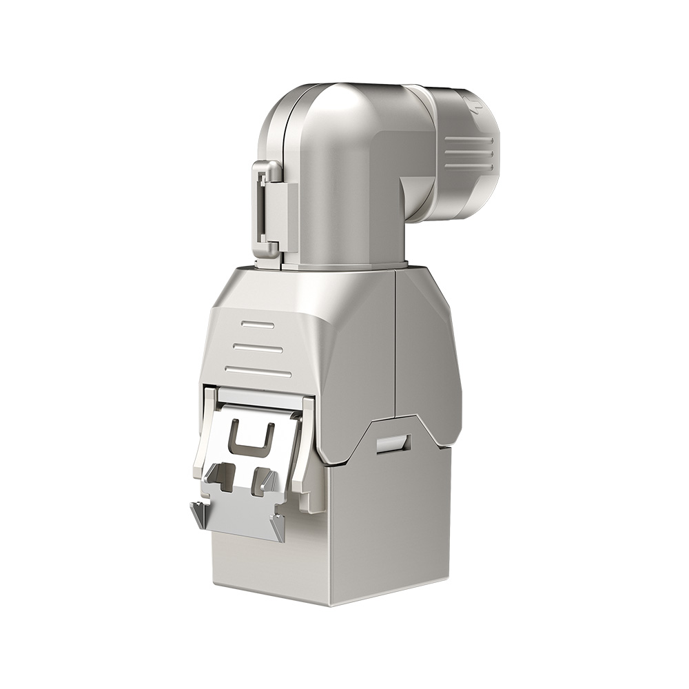90° Angled Shielded Toolless Cat.8 RJ45 Keystone Jack