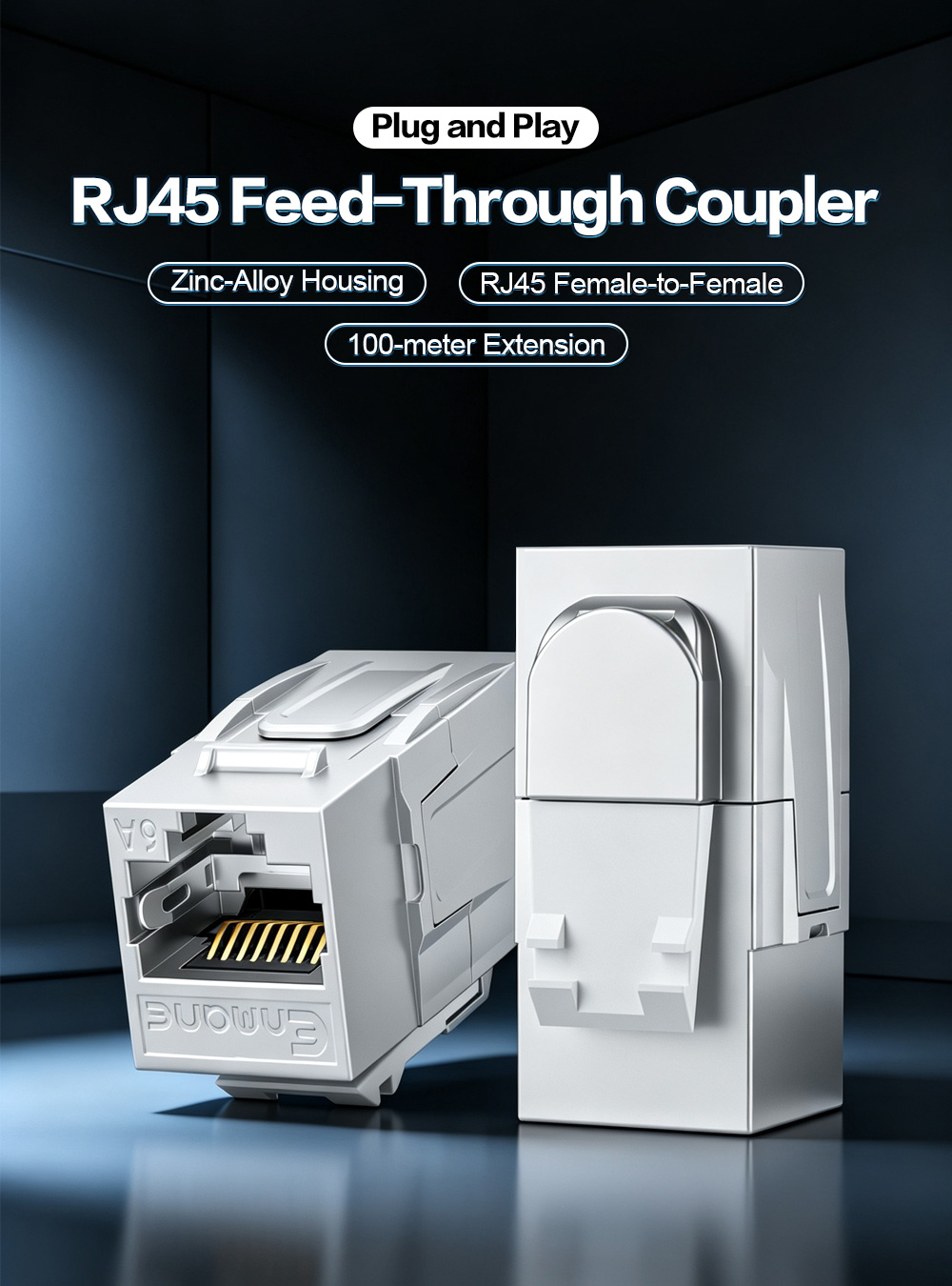 Compact Shielded RJ45 Feed-Through Coupler