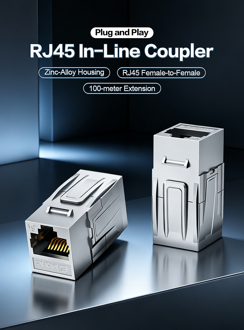 Shielded Cat.6A RJ45 In-Line Coupler