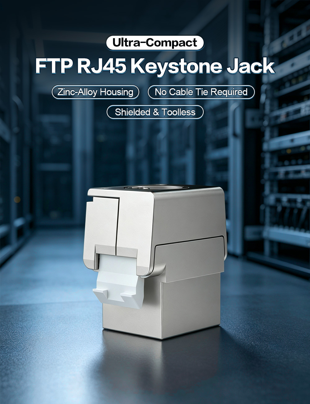 Ultra-Compact Shielded Toolless RJ45 Keystone Jack