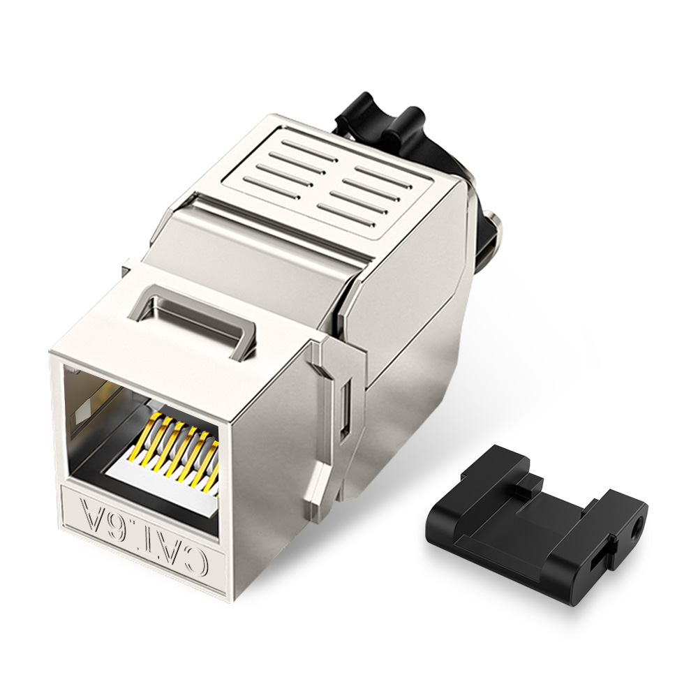 Dust-Proof Toolless Shielded Cat.6A FTP Keystone Jack