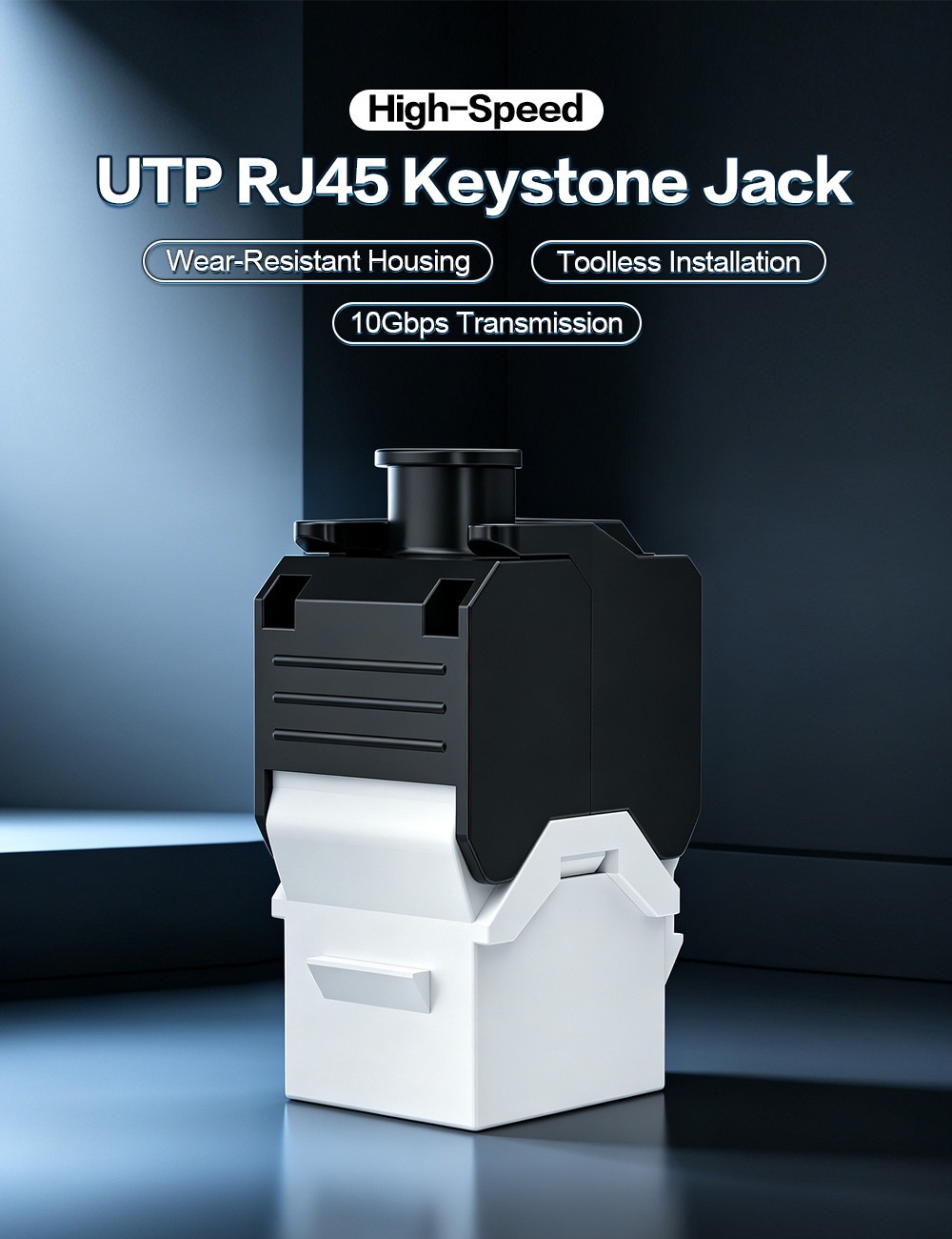 Ribbed-Cover Toolless UTP RJ45 Keystone Jack