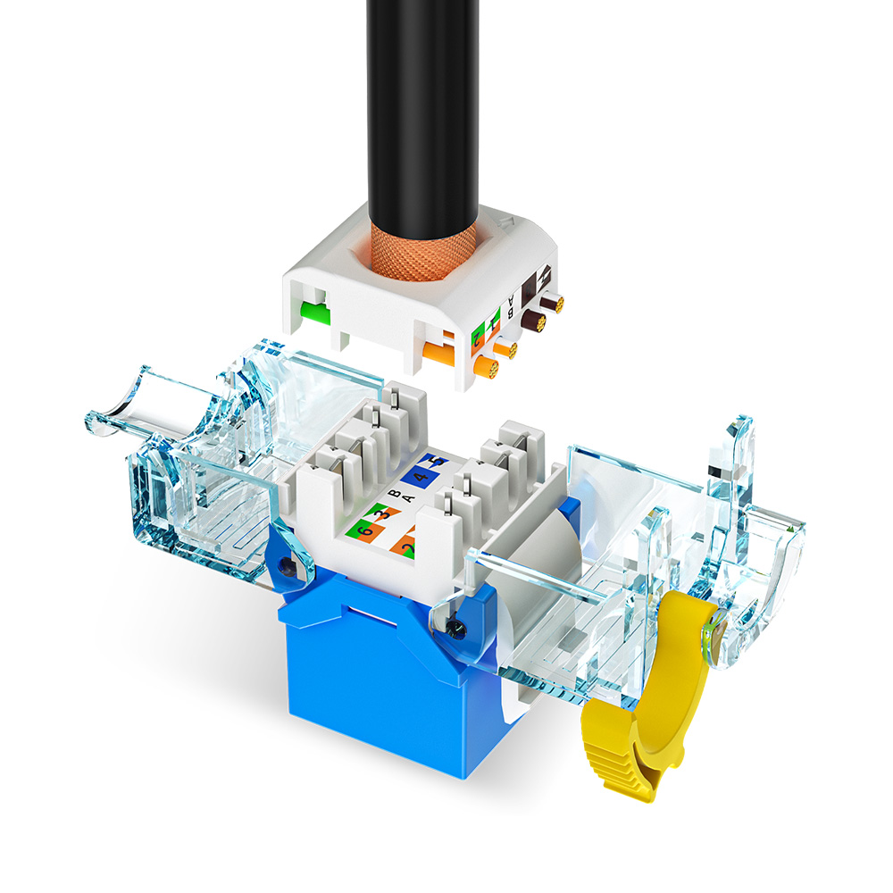 Custom Colour Fire-Retardant Toolless UTP RJ45 Keystone Jack
