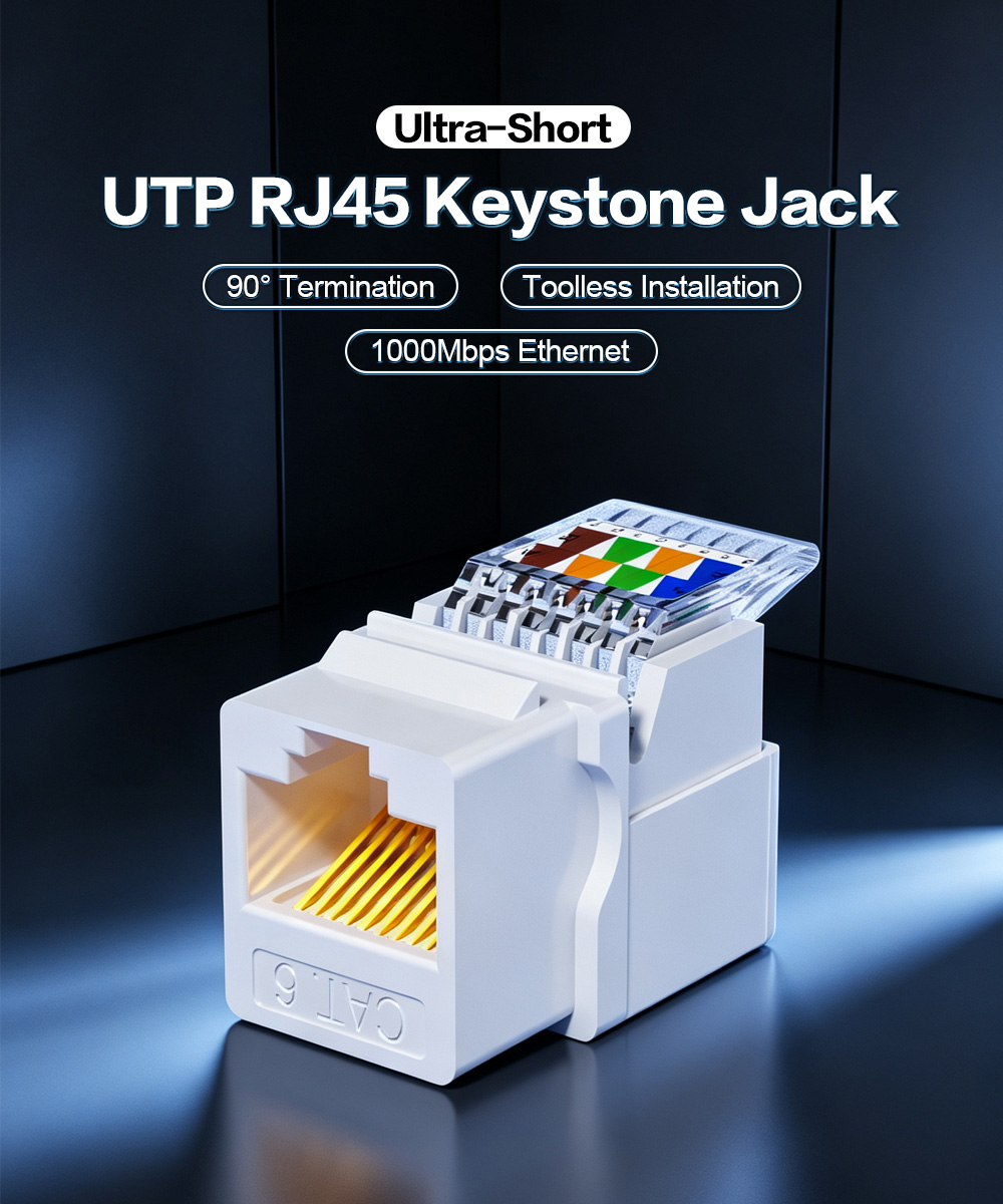 Ultra-Short Cat.6 UTP RJ45 Keystone Jack