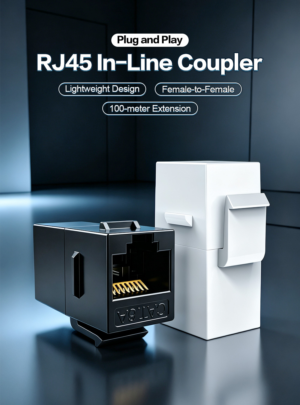 Unshielded Cat.6A RJ45 In-Line Coupler