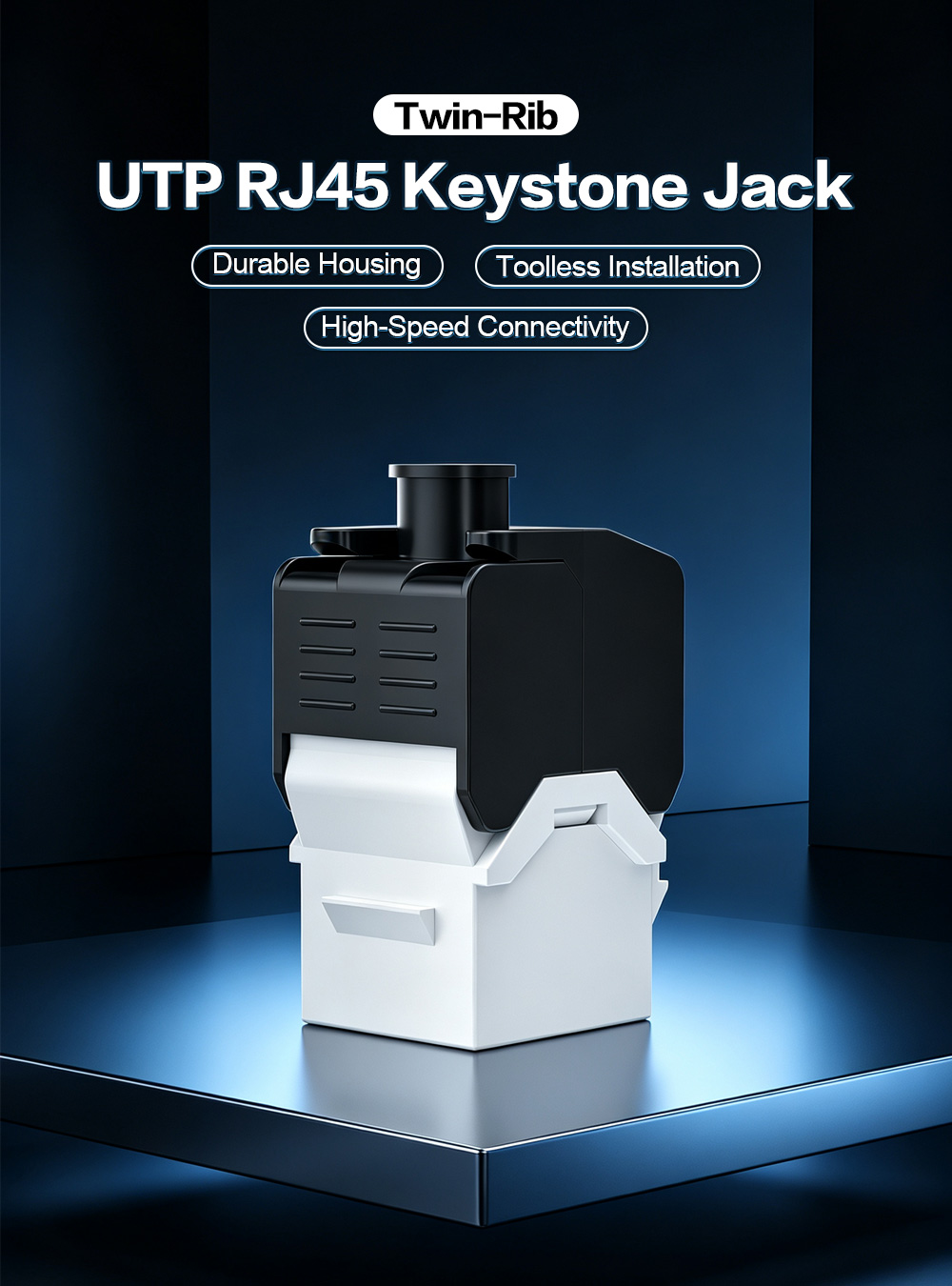 Twin-Rib Toolless UTP RJ45 Keystone Jack