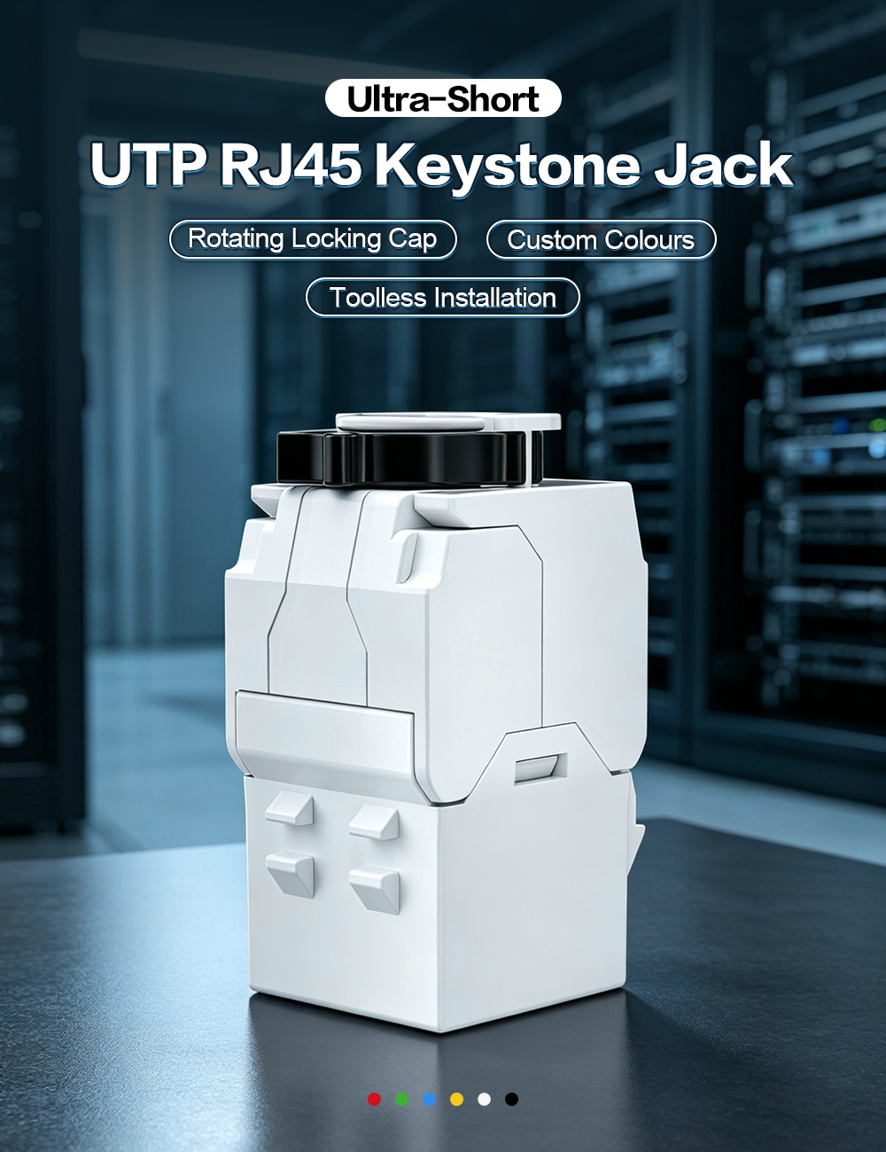 Dual-Panel Ultra-Short Toolless UTP RJ45 Keystone Jack