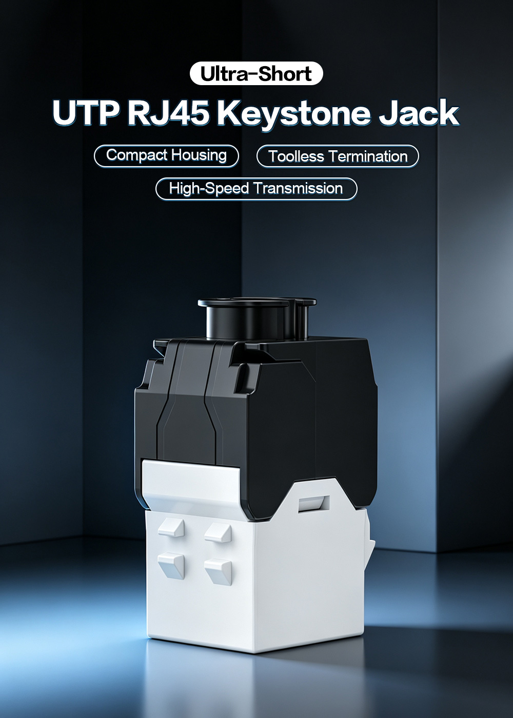 Wear-Resistant Ultra-Short Toolless UTP RJ45 Keystone Jack