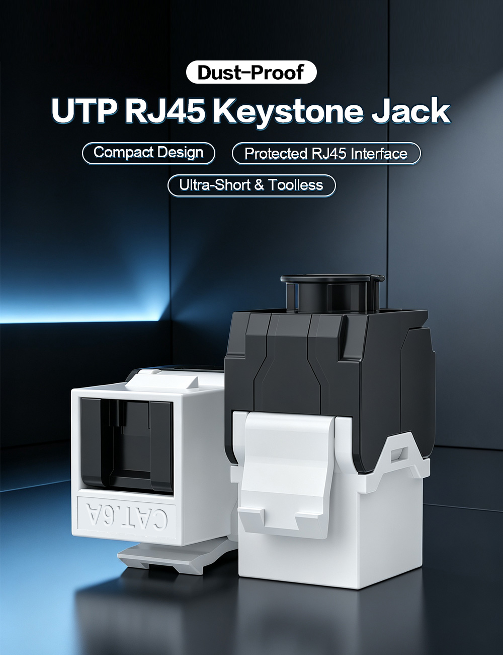 Dust-Proof Ultra-Short Toolless UTP RJ45 Keystone Jack