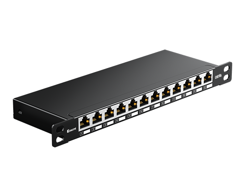 0.5U 12 Port-CAT.6A Shielded Patch Panel