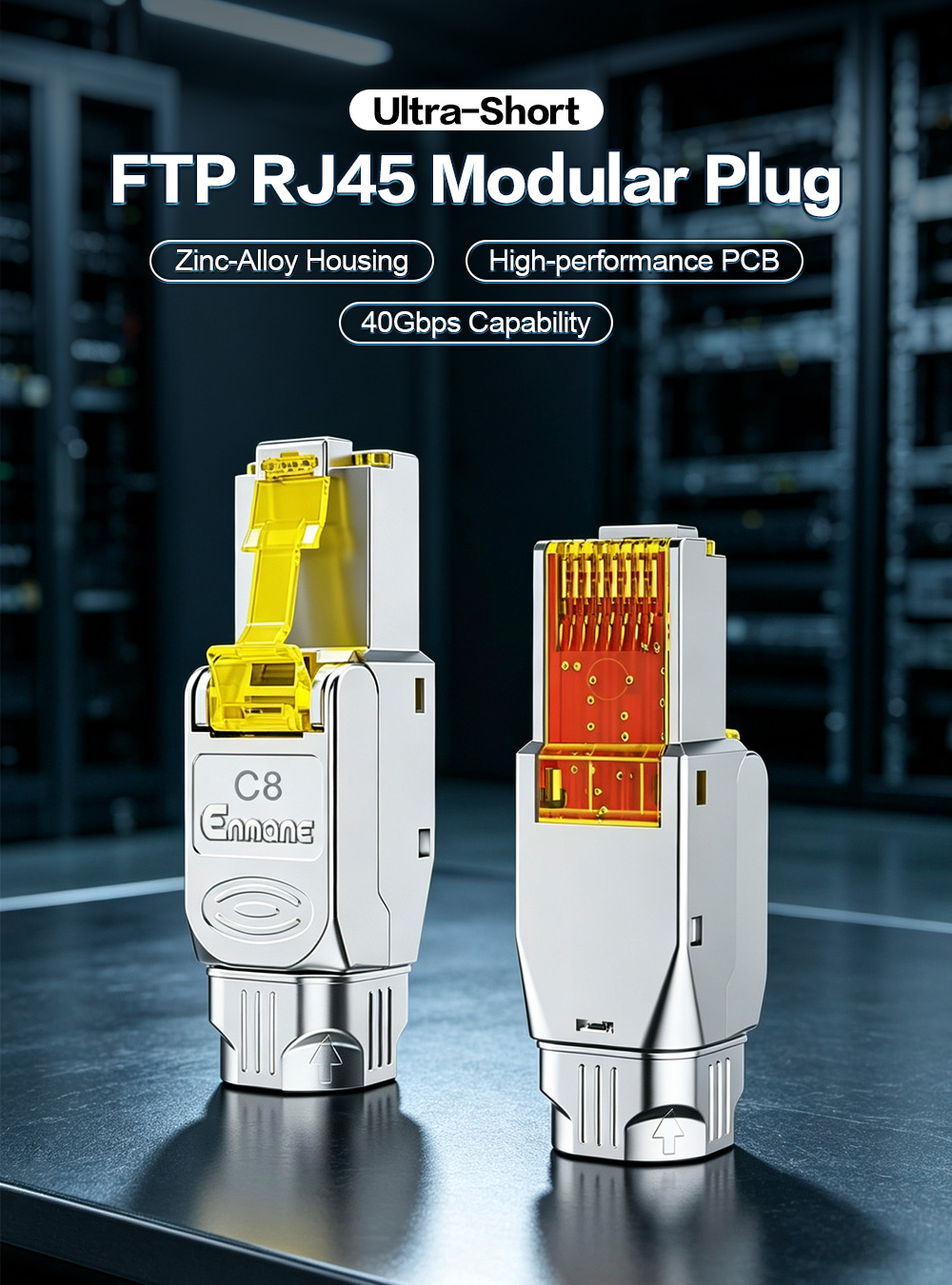 Ultra-Short Toolless Shielded FTP RJ45 Modular Plug