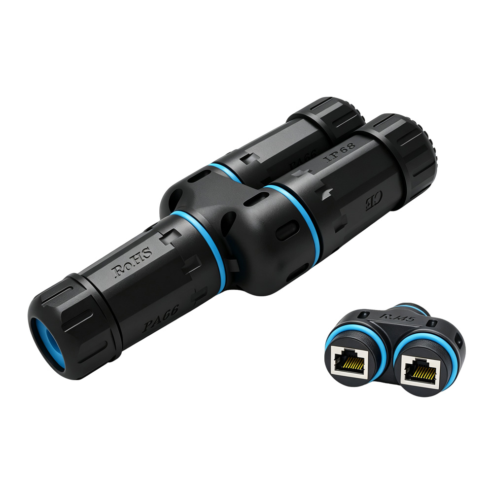 Dual-Port Waterproof RJ45 Junction Connector