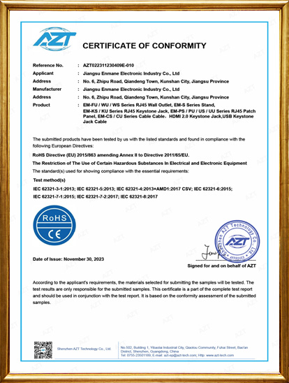 RoHs Certificate